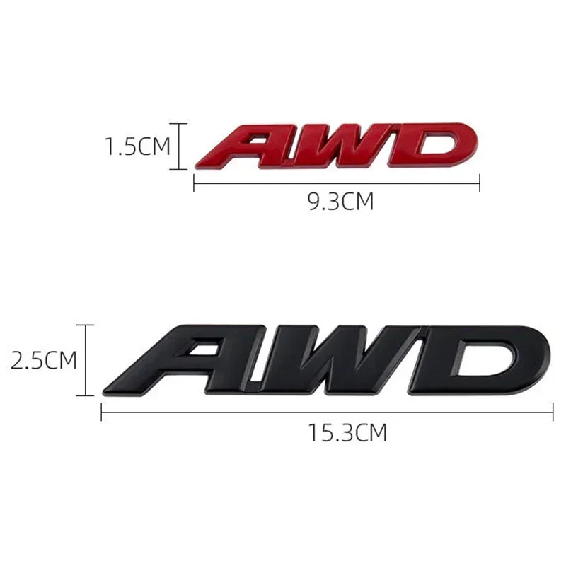 3D Metal AWD Letters Rear Trunk Fender Emblem Badge Sticker Decals For Honda CRV HRV Highlander Car Styling Accessories