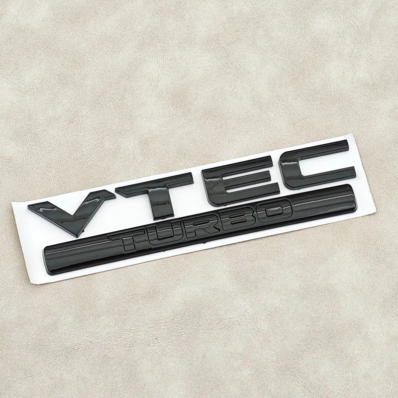 3D ABS Chrome Black Letters VTEC TURBO Logo Badge Emblem Car Rear Trunk Sticker for Honda Civic Accord CRV Auto Accessories
