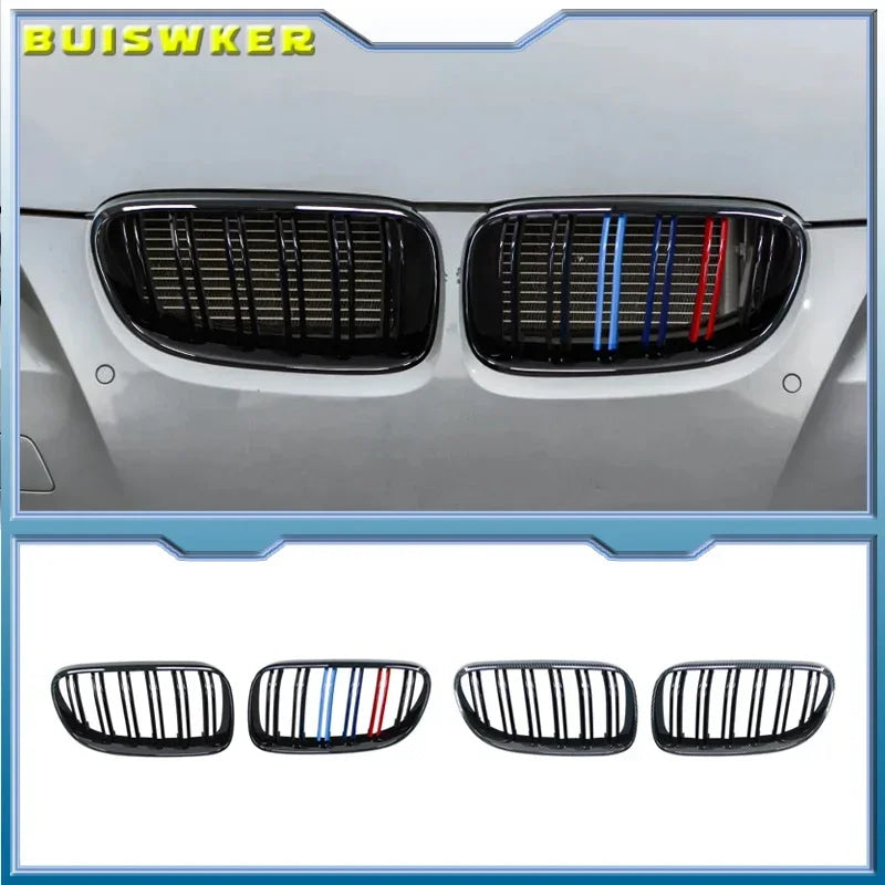 2Pcs Car Style Black Front Kidney Double Slat Grill Grille for-BMW E92 E93 3-Series 328I 335I Coupe LCI 2010-2013