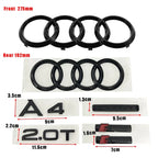 For Audi A4 2008-2017 4Ring Logo Black Car Hood Front Grill Rear Trunk Emblem Stickers A4 Mark Quarrto Sline Emblem Accessories