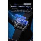 SANDA 6163 Fashion Trend Men's Quartz Watch Fashion Square Watch Countdown Sports Waterproof Dual Display Digital Men's Watches