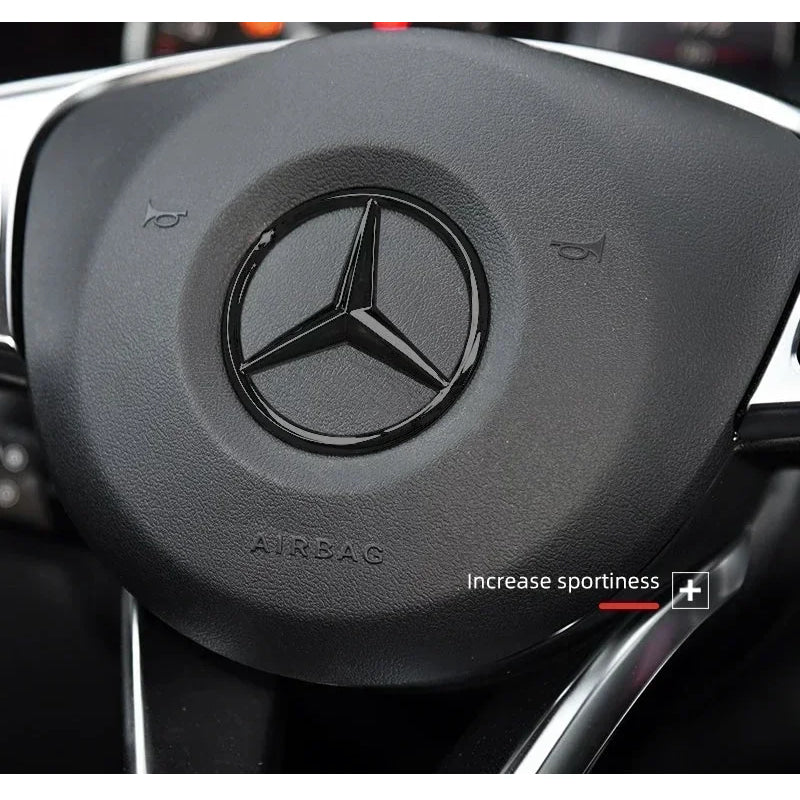 Emblema de logotipo para volante de coche de 52 mm y 57 mm, accesorios de estilo ABS para Mercedes Benz Serie C, E, S, CLA, CLS,