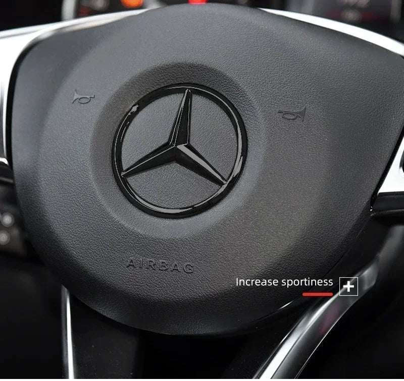 Emblema de logotipo para volante de coche de 52 mm y 57 mm, accesorios de estilo ABS para Mercedes Benz Serie C, E, S, CLA, CLS,