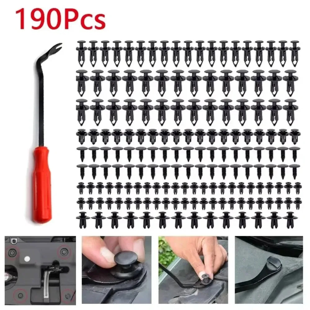 190 clips de retención automotrices mixtos: 6 tipos de sujetadores push para reparación de parachoques y molduras