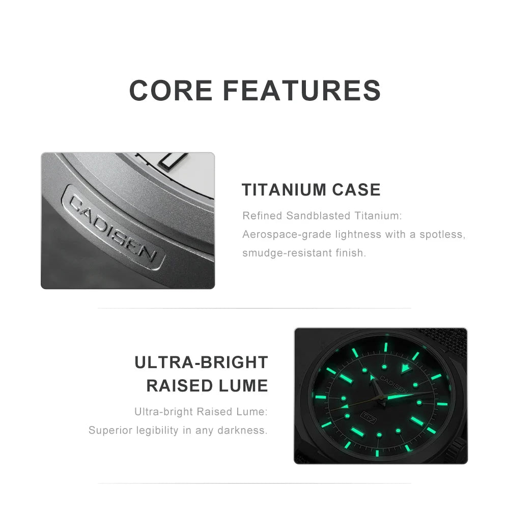 CADISEN TI-7 Autodyne 2026 NEW Titanium Automatic Mechanical Watch Man Canvas Wristwatch MIYOTA 8215 Luminous Waterproof Watches