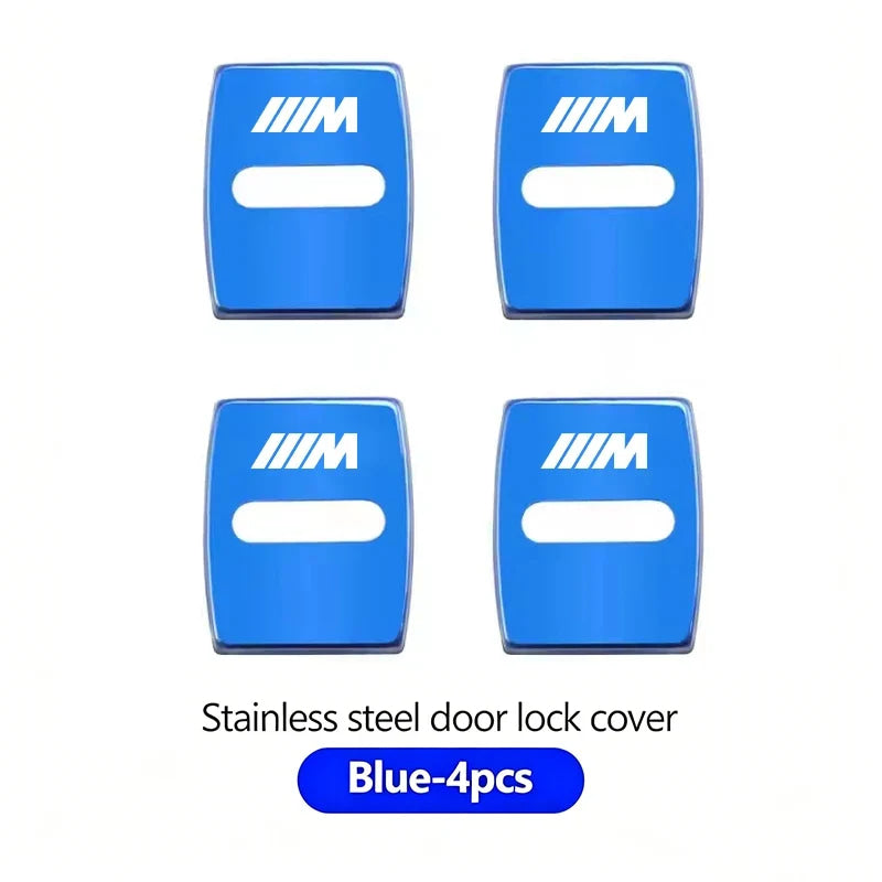 4Pcs Zinc Alloy  Car Door Lock Buckle Protection Cover Anti-Collision Shock Absorbing Cushion Stickers For BMW G80 G06 G07 G42 G