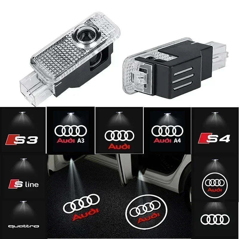 2PCS LED Car Door Welcome Logo Light Projector Lamp For Audi Sline S3 S4 S5 S6 S7 RS Quattro Q7 Q5 Q3 A4 B8 8P A3 A6 C7 A5 A6