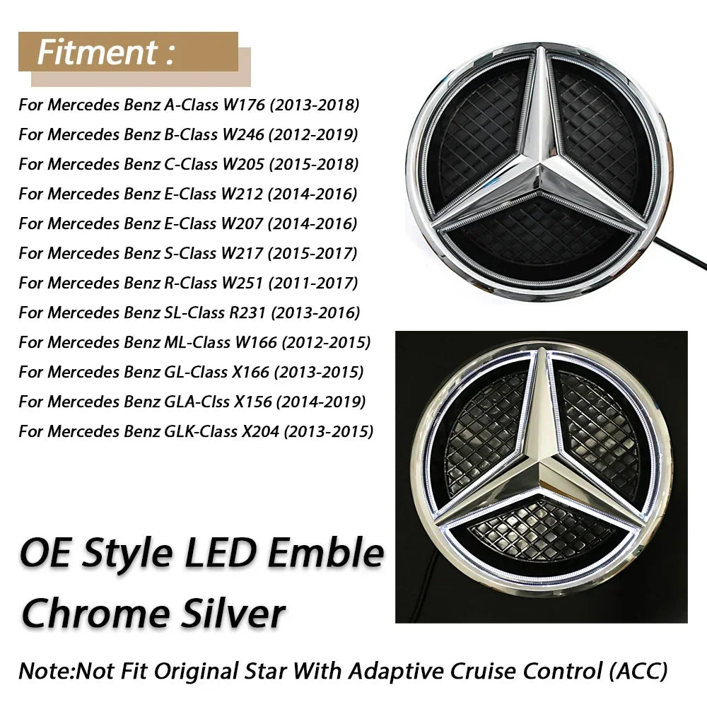 1pcs For Mercedes Benz B/C/E/S W176 W246 W205 W212 W207 W217  W166 X166 X156 X204 Front Grille Emblem Star Badge