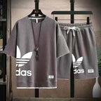Summer 2026 New Men's pullover sportswear Set, fashionable basketball men's casual short-sleeved T-shirt + shorts two-piece set