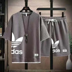Summer 2026 New Men's pullover sportswear Set, fashionable basketball men's casual short-sleeved T-shirt + shorts two-piece set