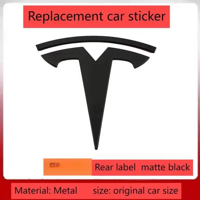 metal For Tesla- Car Front Emblem Rear Trunk Emblem Suitable for Model 3 Mode Y logo replacement rear and rear logos blackening