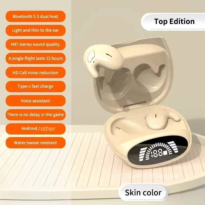 HOMEFISH Sleep Wireless Earbuds Bluetooth 5.3 Ultra - Thin Painless Wear ENC Noise Cancelling Long Battery with LED Display
