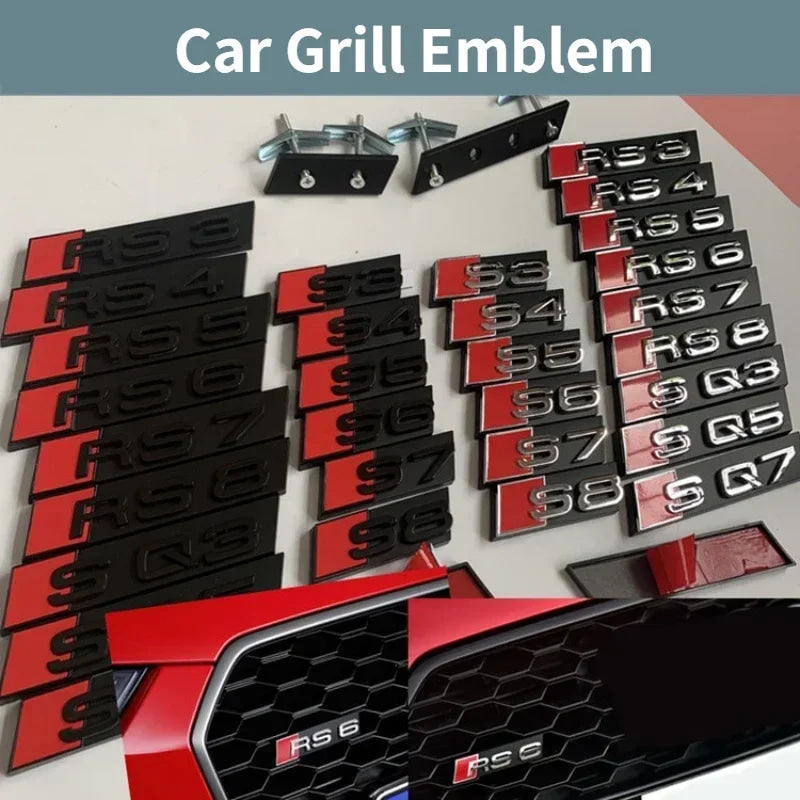 1Pc Audi Car Grill Badge Front Emblem for Audi Sticker S5 S6 S7 S8 RS3 RS4 RS5 RS6 RS7 RS8 SQ3 SQ5 Auto Modification Accessories