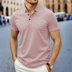 2025 New Men's Casual and Fashionable Simple Collared Short Sleeved Polo Shirt Summer Comfortable Breathable and Versatile Top