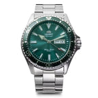Orient Automatic Mechanical Diver Watch for Men 200M Waterproof Red Dial Stainless Steel Band Day Date Display Sport Wristwatch