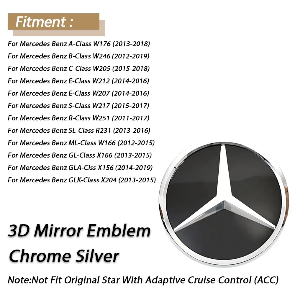 1pcs For Mercedes Benz B/C/E/S W176 W246 W205 W212 W207 W217  W166 X166 X156 X204 Front Grille Emblem Star Badge