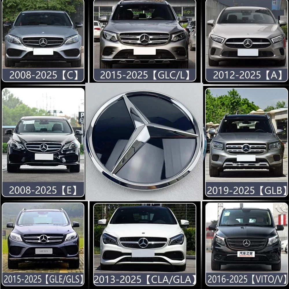 3D 185MM 205MM Front Grille Star Logo Emblem Badge Auto Accessories for Mercedes-Benz Amg C/B/E Class W205 W253 W213 GLC GLE