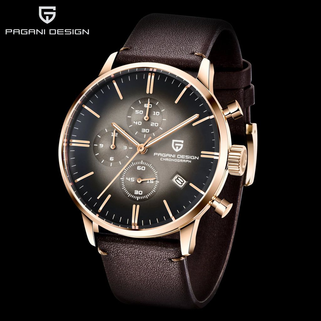Pagani Design Fashion Luxury Men's Quartz Chronograph Watch Japan VK67 Movement Leather Strap Large Calendar PD-2720K reloj