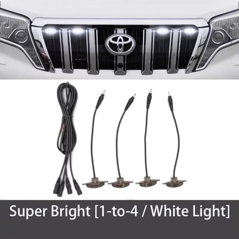 4Pcs 6Pcs Front Grille LED Lights For Toyota Land Cruiser Prado 150 120 Amber DRL Daytime Running Warning Grill Lamps