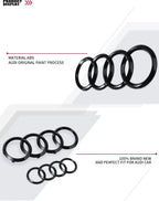 Car Logo Badge Black SFront Grille Rear Trunk 4Ring Sticker Emblem For Audi A1 A3 A4 A5 A6 A7 S3 S4 S5 S6 RS3 RS4 RS6 Q3 Q5 Q7