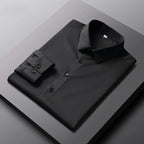 Camisa de color sólido de manga larga informal y de moda para hombre Top de negocios sin planchar y resistente a las arrugas