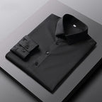 Camisa de color sólido de manga larga informal y de moda para hombre Top de negocios sin planchar y resistente a las arrugas