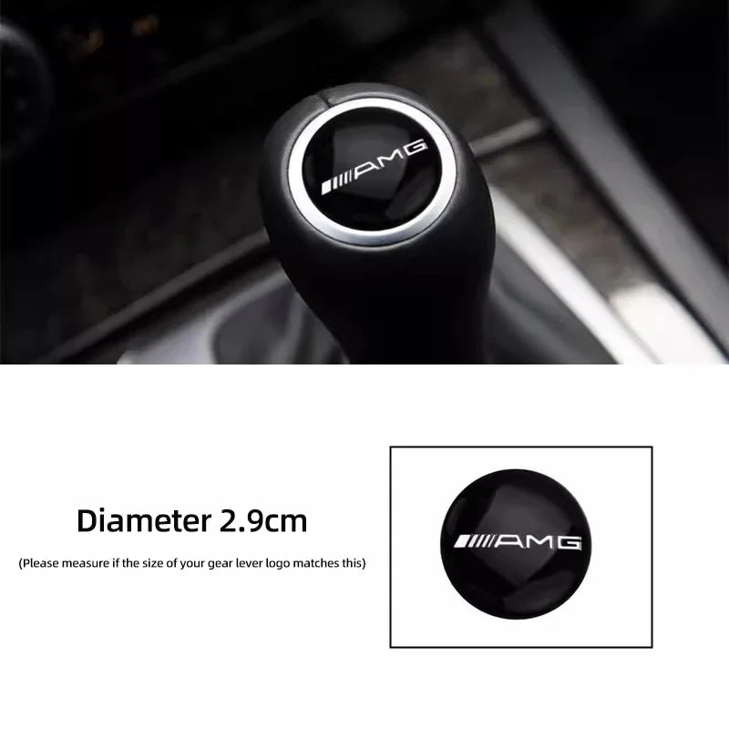 1Pcs Car Gear Shifter Head Knob Badge Sticker Emblem Decal Decor Hubcap For Mercedes Benz AMG W204 W205 W203 W211 W212 W213 W210