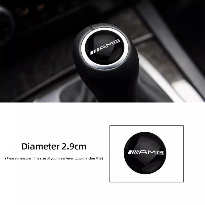 1Pcs Car Gear Shifter Head Knob Badge Sticker Emblem Decal Decor Hubcap For Mercedes Benz AMG W204 W205 W203 W211 W212 W213 W210