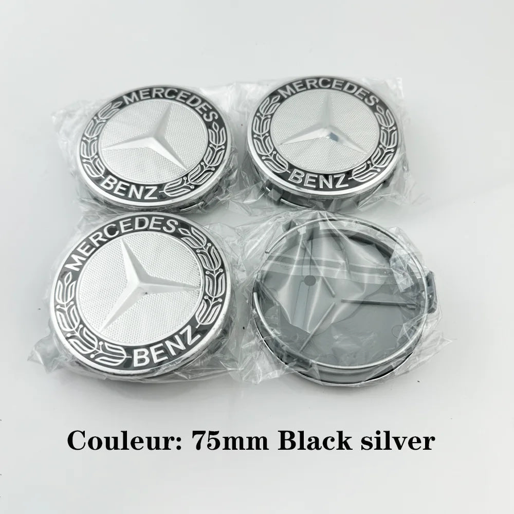 4pcs 75mm Car Wheel Center Caps For Mercedes Benz W203 W204 W205 W212 W213 W222 W223 X253 W176 W177 W117 C118 W166 W167 B/C/E/S