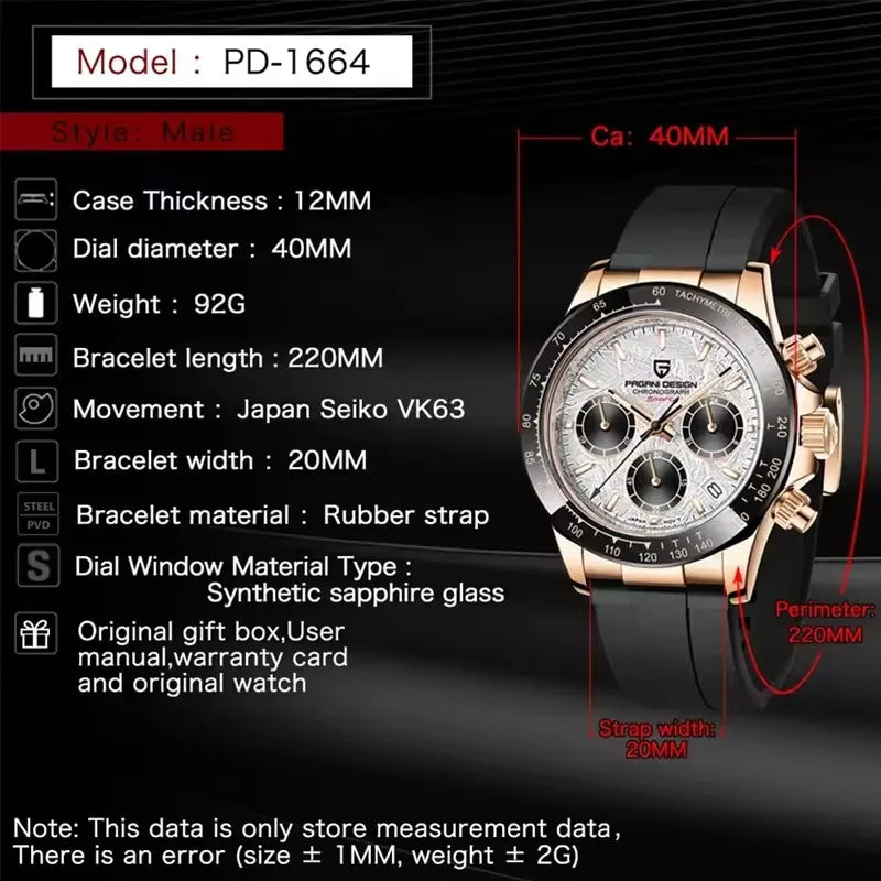 40mm New V2 PAGANI DESIGN Classic fashion Men Quartz Watches Sapphire Retro Chronograph Stainless Steel Waterproof Watch for Men