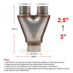 3” Single / 2.5" Dual Universal Stainless Steel Y Pipe Adapter Exhaust Pipe