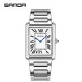 SANDA 9031/1108 Resistant Leather Strap Square Dial Waterproof Sport Casual Women Men Quartz Watches Reloj Luxury Couple Watch