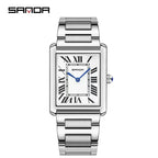 SANDA 9031/1108 Resistant Leather Strap Square Dial Waterproof Sport Casual Women Men Quartz Watches Reloj Luxury Couple Watch