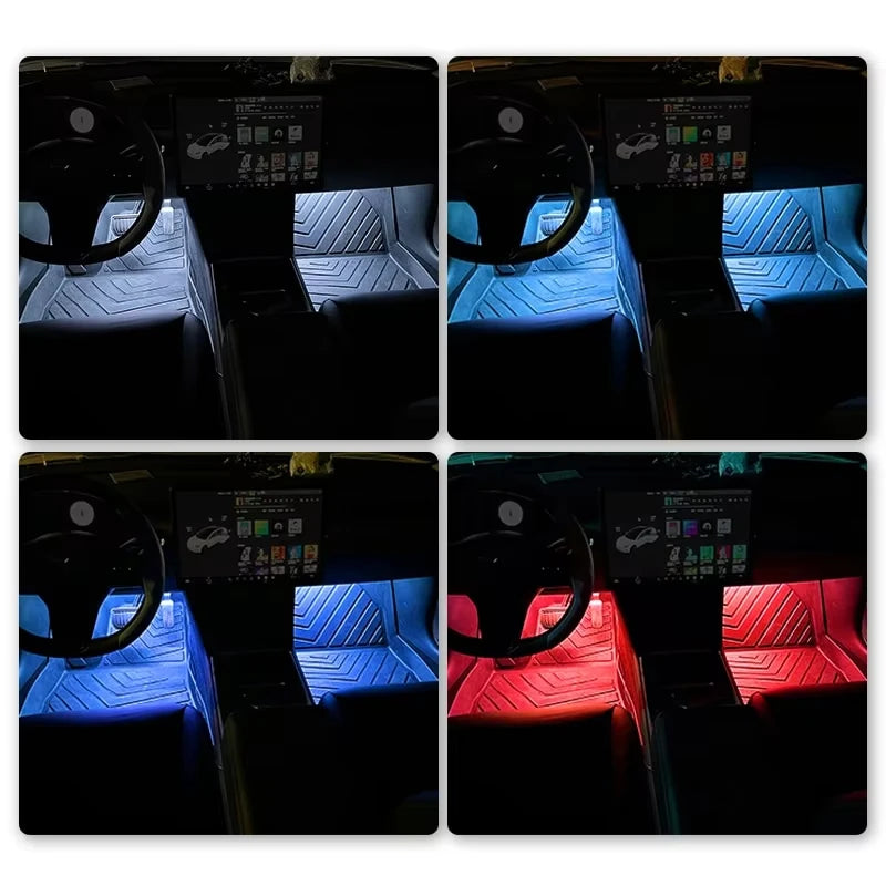 2 in 1 LED Car Neon Light Foot Light LED Interior Decoration Backlight Cigarette Lighter USB Atmosphere Lamp Vehicle Accessories