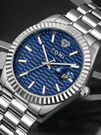 TOMI New Men's Watch Brooch Ring Gift Box Set Luxury Business Stainless Steel Strap Men's Calendar Casual Quartz Watch Reloj
