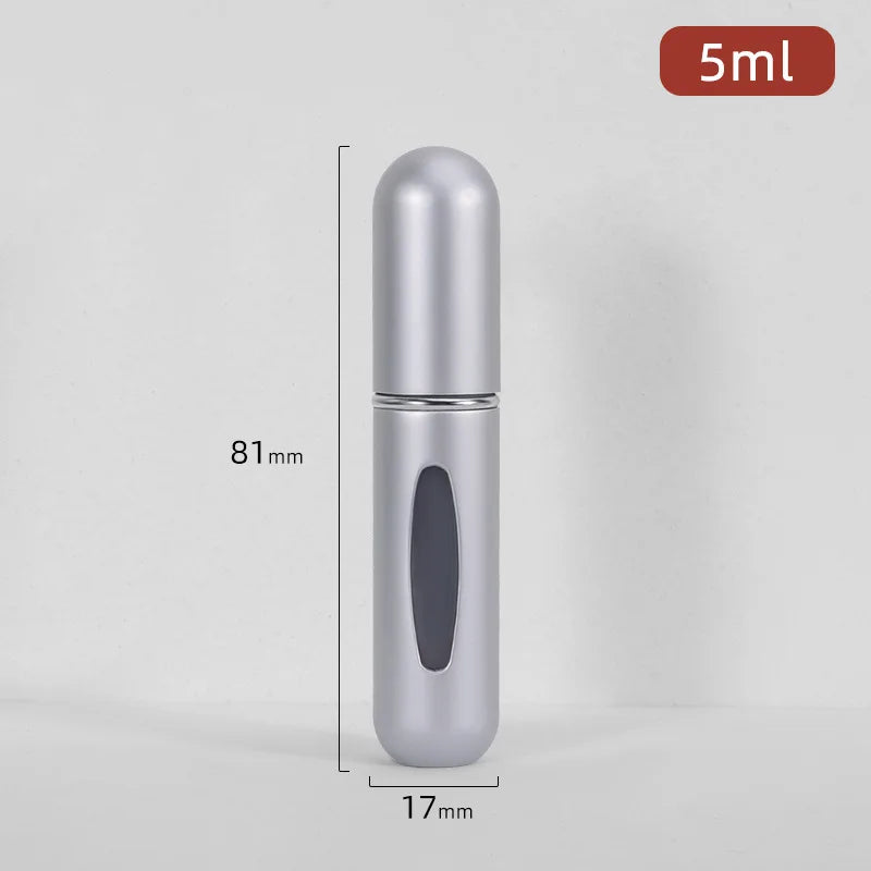 Mini atomizador de botella de Perfume recargable, pulverizador de aluminio, contenedor de líquidos portátil de viaje, herramienta dispensadora de cosméticos, 1 ud.