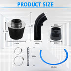 1Set 3" Cold Air Intake Filter Induction Kit Pipe Power Flow Hose System