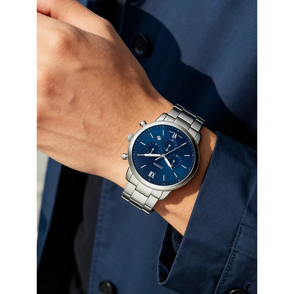 FOSSIL FS5792 Mens Quartz Watch 44mm Blue Sunray Dial Stainless Steel Chronograph Sport Business Wristwatch Relogio Masculino