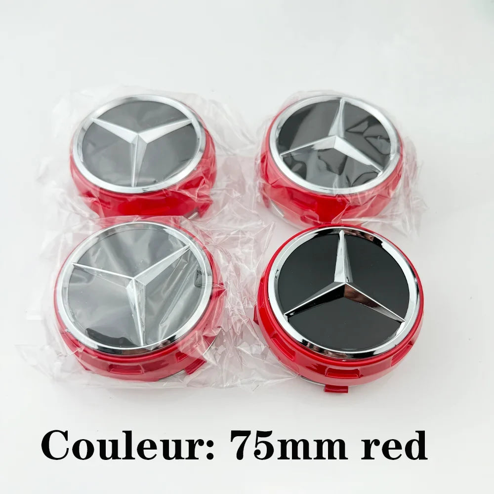 Car silver Red 4pcs 75mm Wheel Center Hub Caps 4Pcs For Mercedes Benz AMG A0004000900 W212 W205 W204 W211 W213 Accessories