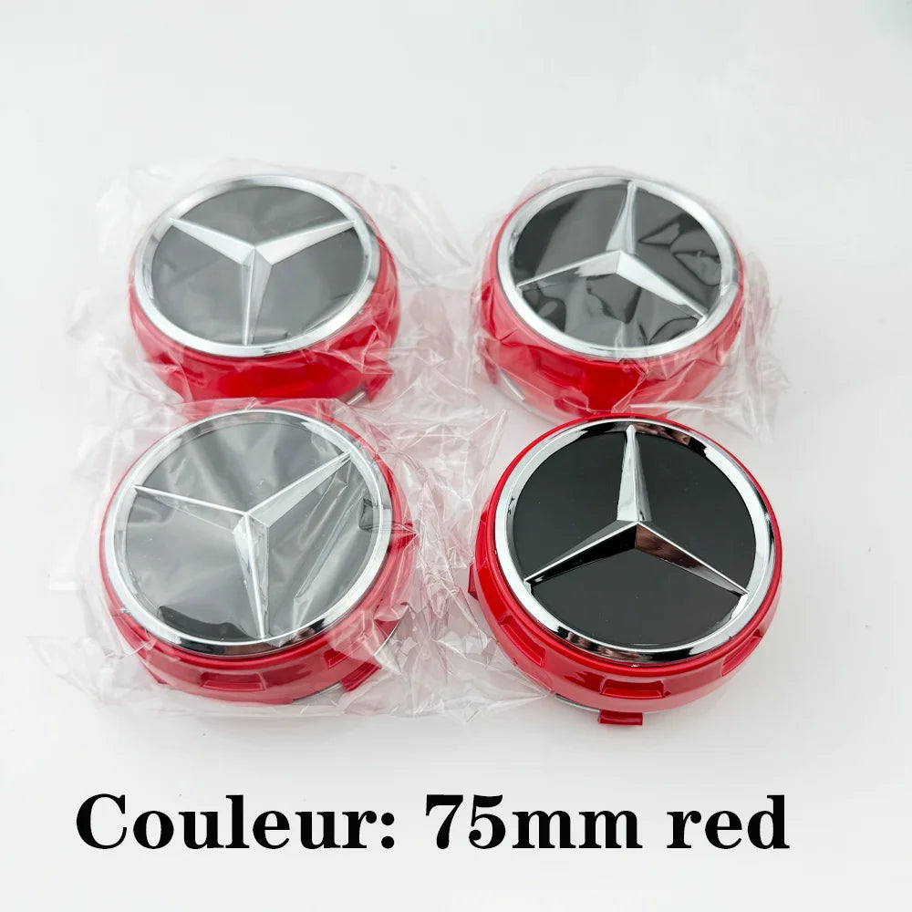 Car silver Red 4pcs 75mm Wheel Center Hub Caps 4Pcs For Mercedes Benz AMG A0004000900 W212 W205 W204 W211 W213 Accessories