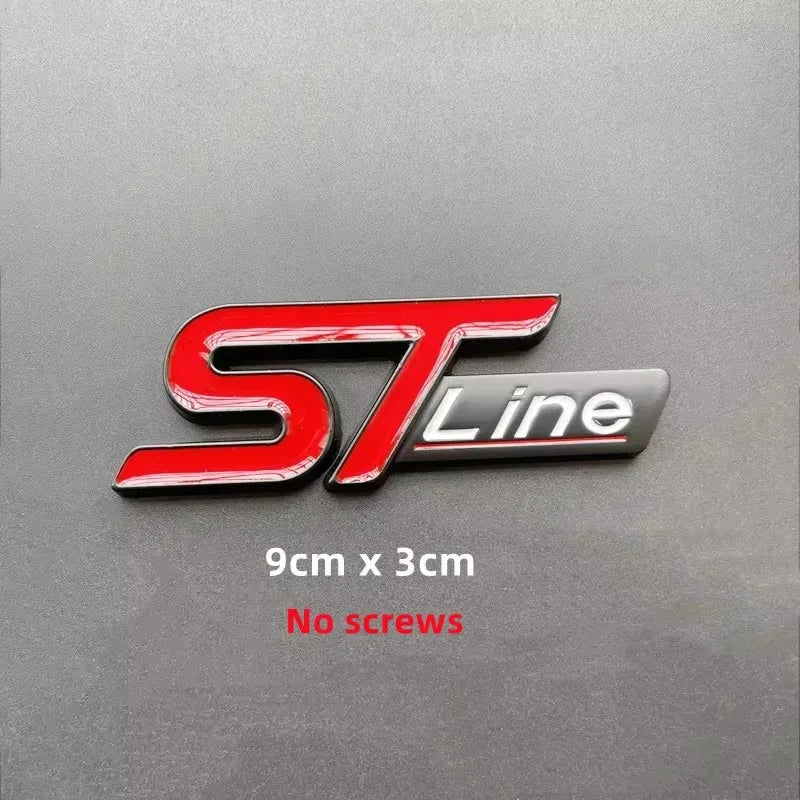 3D Metal ST Line Logo Car Front Grill Emblem Sticker Trunk Badge For Ford Kuga MK3 MK4 S Max Focus Puma Fiesta Accessories