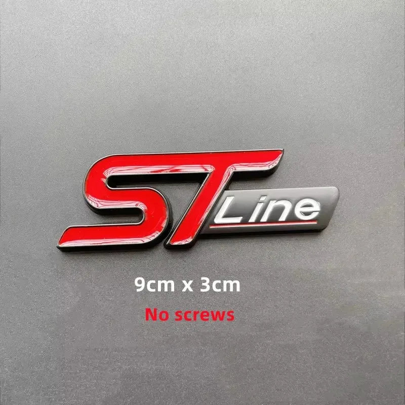 3D Metal ST Line Logo Car Front Grill Emblem Sticker Trunk Badge For Ford Kuga MK3 MK4 S Max Focus Puma Fiesta Accessories