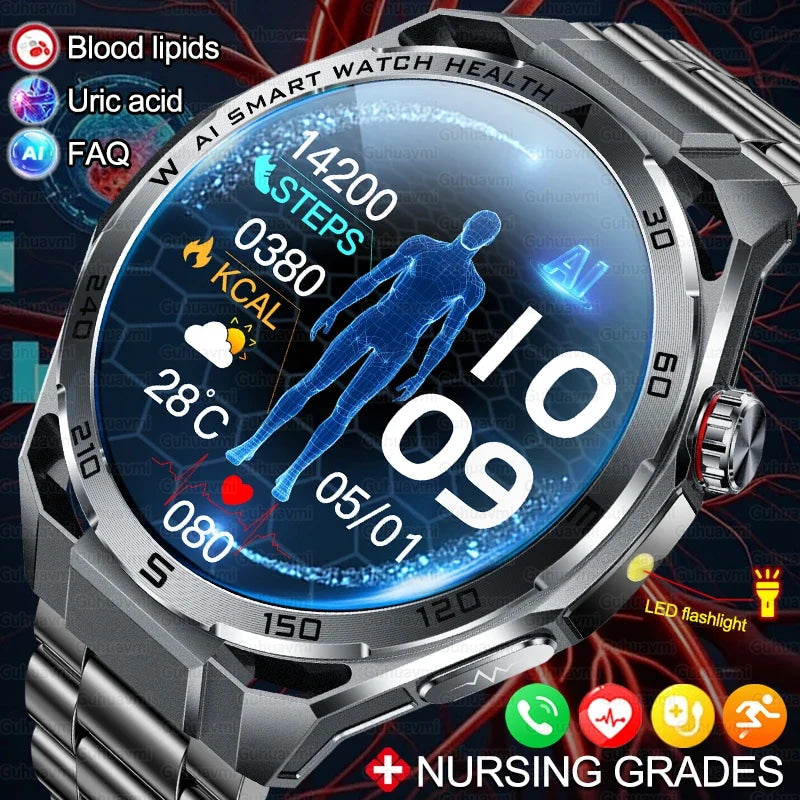 2026 New ECG AI Health Smartwatch for Men 1.53"AMOLED BP/Heart Rate Monitor BT Call IP68 Waterproof Smart Watch for Android IOS
