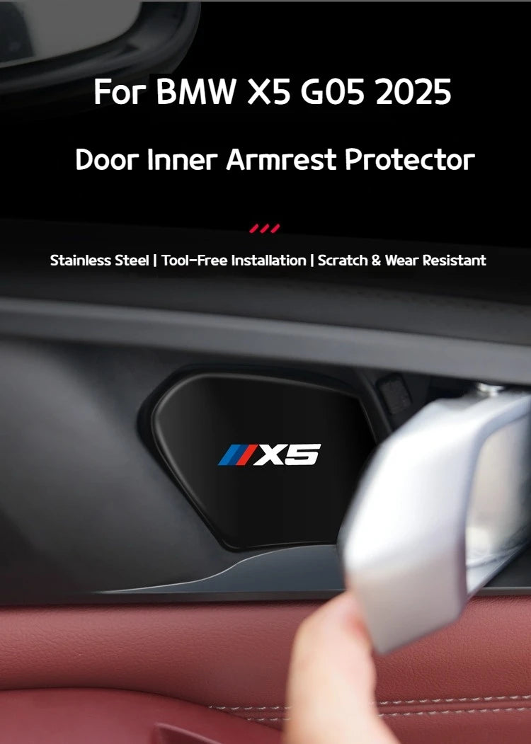 4Pcs Car Inner Door Bowl Guard Stainless Steel For BMW X5 G05 2019-2026 Car Door Handle Protective Trim Exterior Accessories