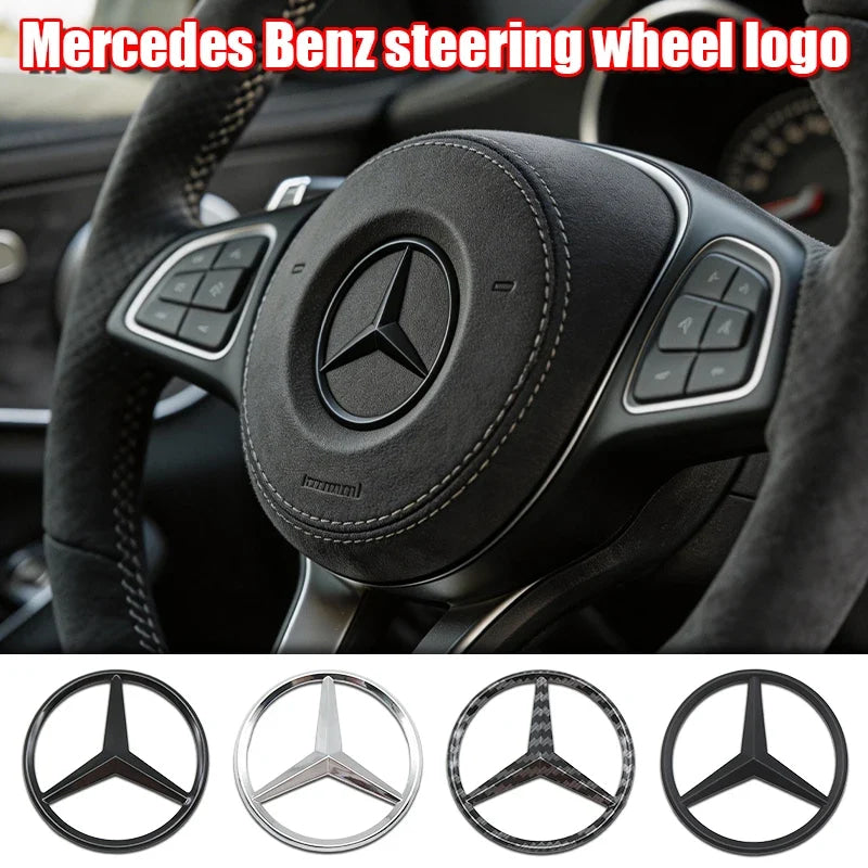 52mm 57mm Pins Sticker Car Steering Wheel Emblem Badge For Mercedes Benz C E S Class CLA CLS W212 W205 W204 Styling Accessories