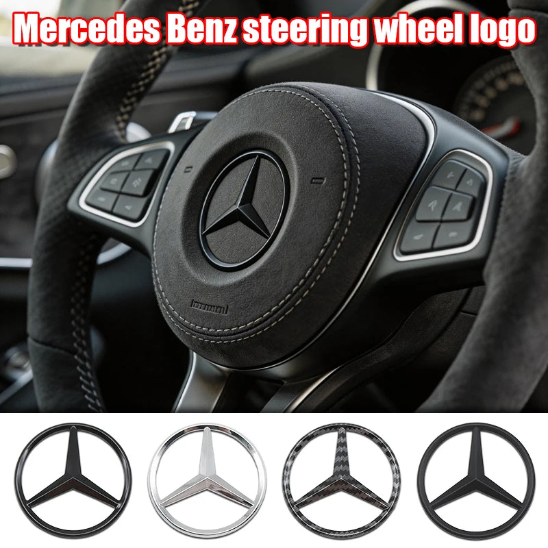 52mm 57mm Pins Sticker Car Steering Wheel Emblem Badge For Mercedes Benz C E S Class CLA CLS W212 W205 W204 Styling Accessories