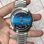 automatic mechanical Orient unisex watch with rotating large dial, fully functional stainless steel world time