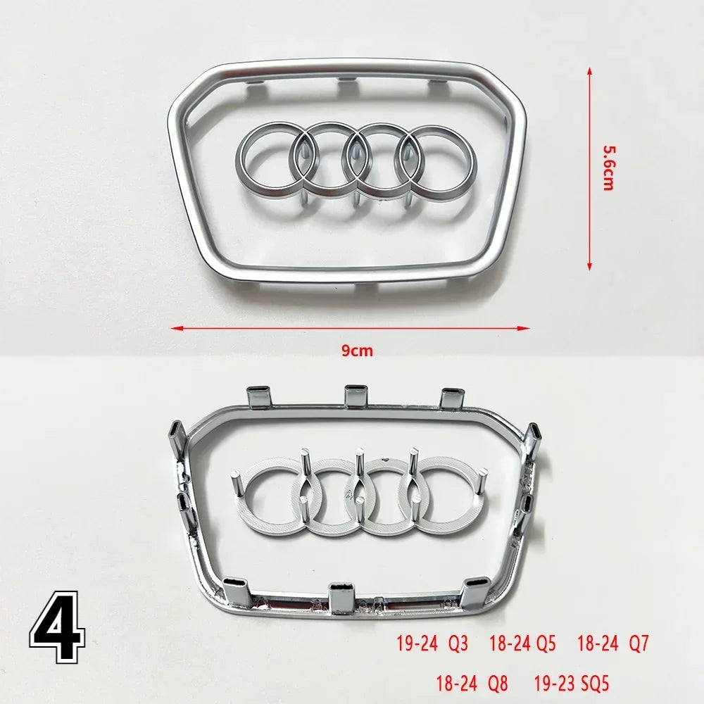 Automobile Steering Wheel Logo Bright Frame Strip Electroplated Car Logo Sticker For Audi A3 A4 B8 8P B9 8V A5 A6 C7 A7 Q3 Q5 Q7