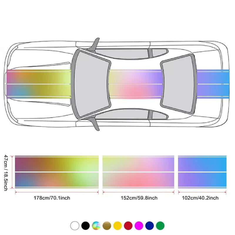 Car Stickers 6pcs Kit, Full Body Vinyl Decals, Racing Stripe Design for Roof Hood Door Exterior Car Modification (Multicolor)