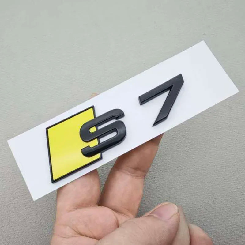 3D ABS Glossy Yellow Black S3 S4 S5 S6 S7 S8 Car Emblem Decal Badge Sticker For Audi A3 A4 A5 A6 A7 A8 Decorative Accessories